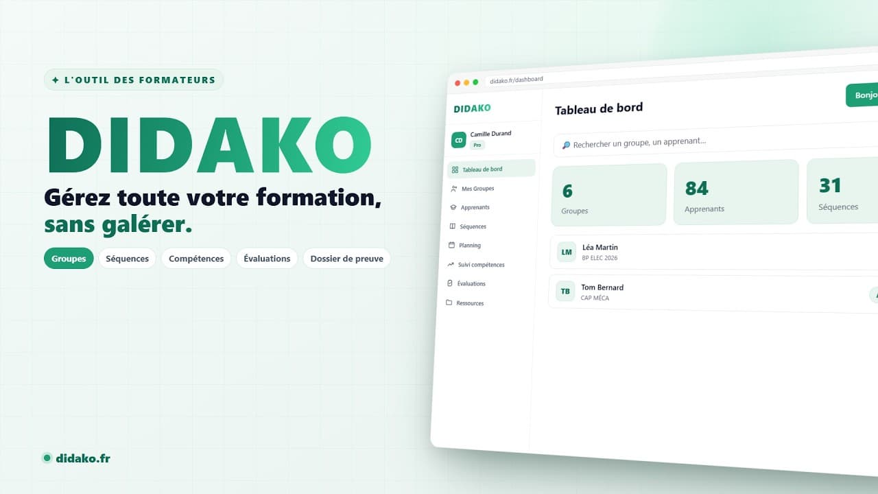 DIDAKO, notre outil pour les formateurs, est en ligne